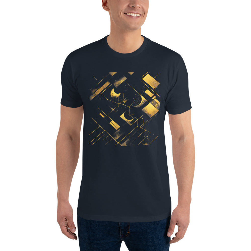 Gilded Lunar Circuit Grid - Midnight Navy