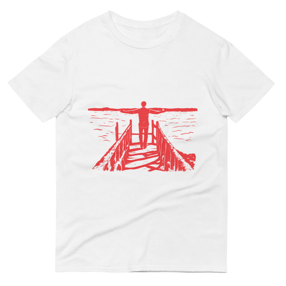 Crimson Horizon Embrace - White