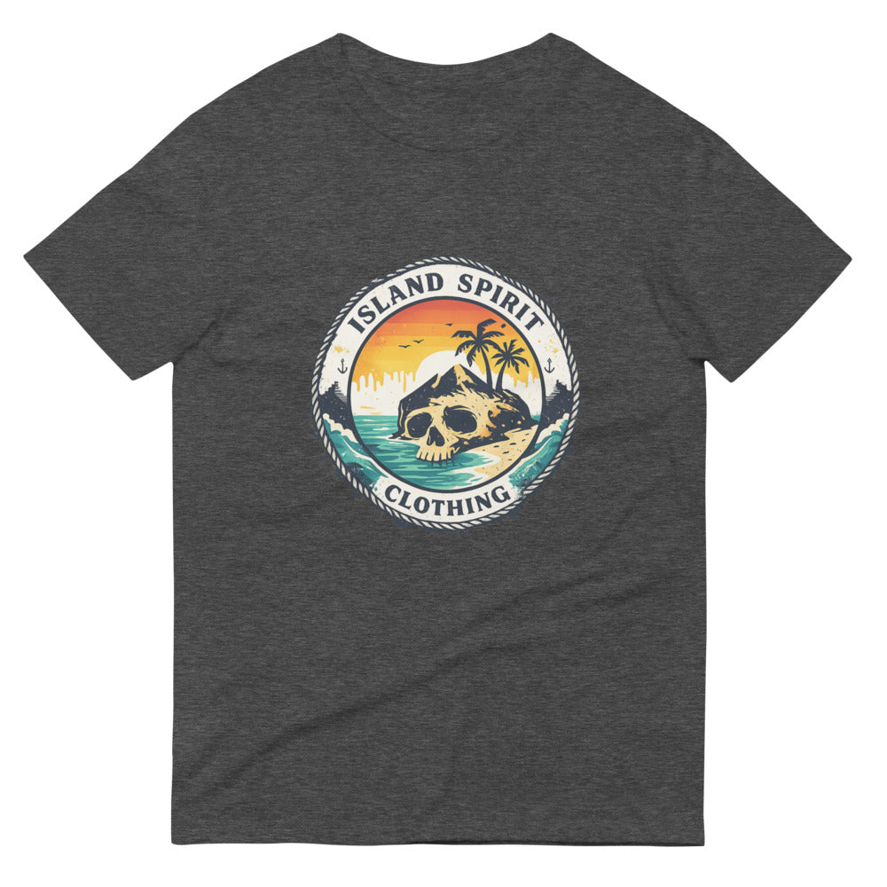 Skull Isle Sunset Emblem - Heather Dark Grey