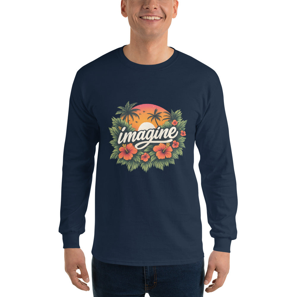 Imagine Tropical Sunset Graphic Tee - Navy