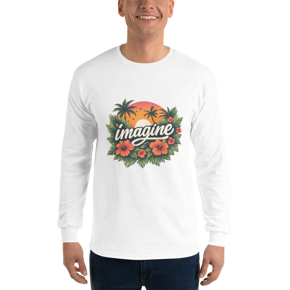 Imagine Tropical Sunset Graphic Tee - White