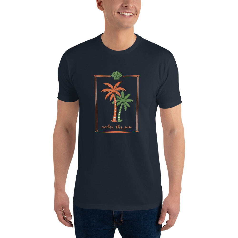 Sunlit Twin Palm Print - Midnight Navy