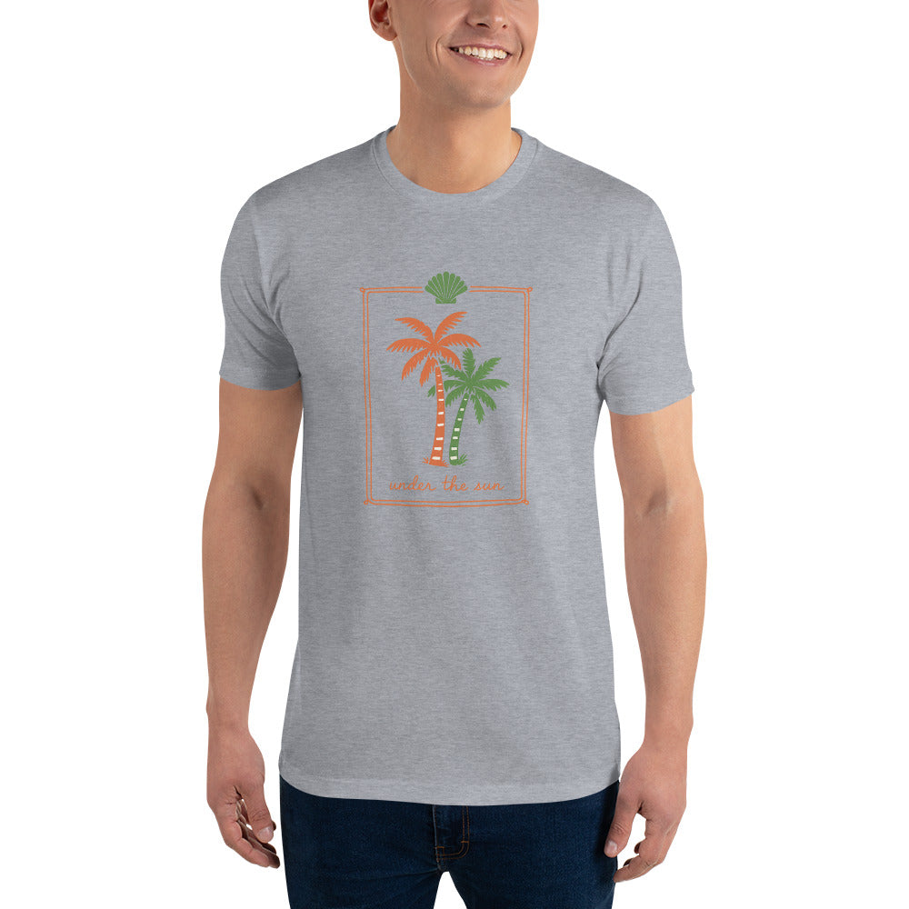 Sunlit Twin Palm Print - Heather Grey