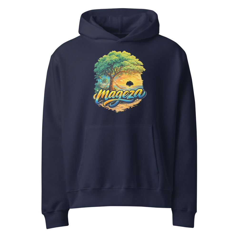 mageza Tropical Tree Beach Sunset - Navy