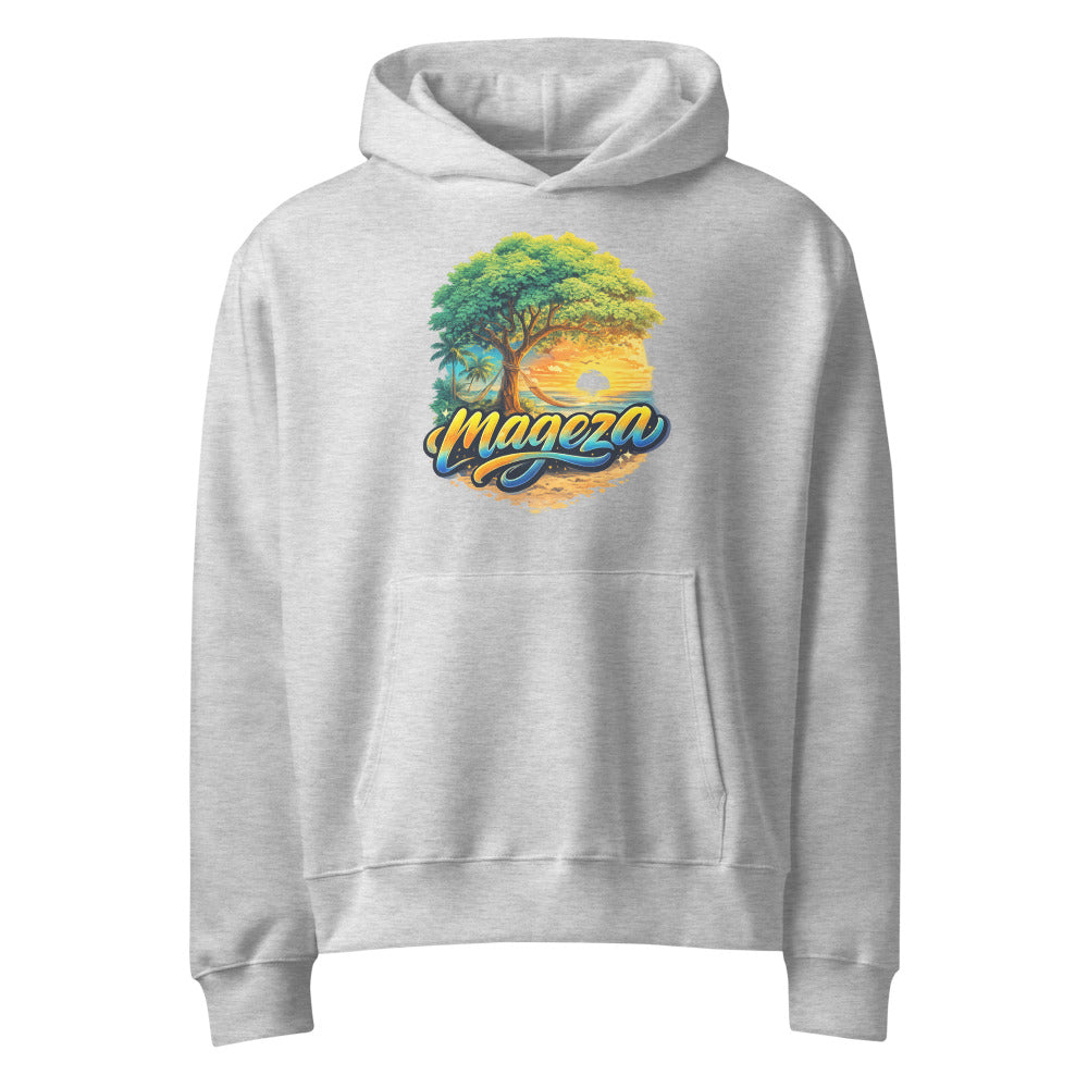mageza Tropical Tree Beach Sunset - Athletic Heather