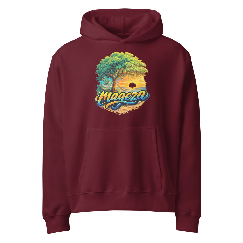 mageza Tropical Tree Beach Sunset - Maroon