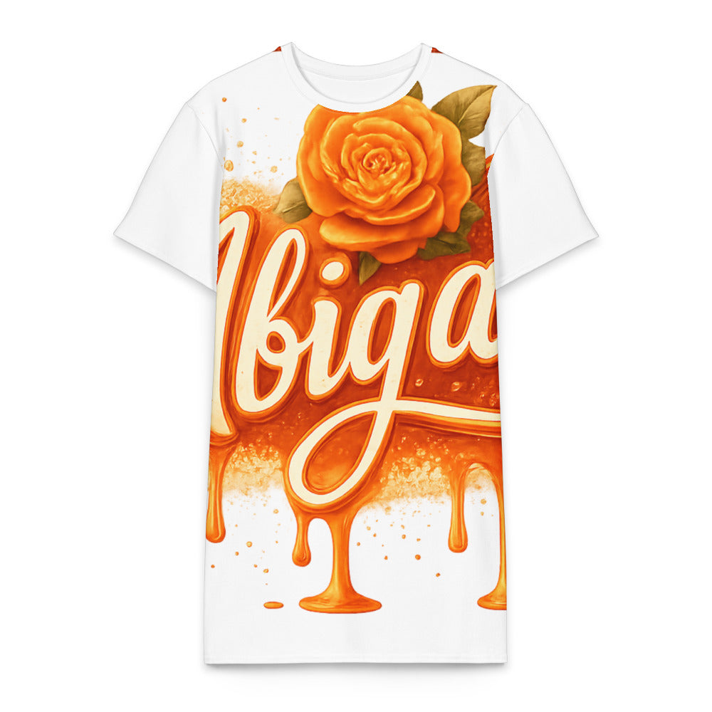 Honeyed Orange Abigail Print - White