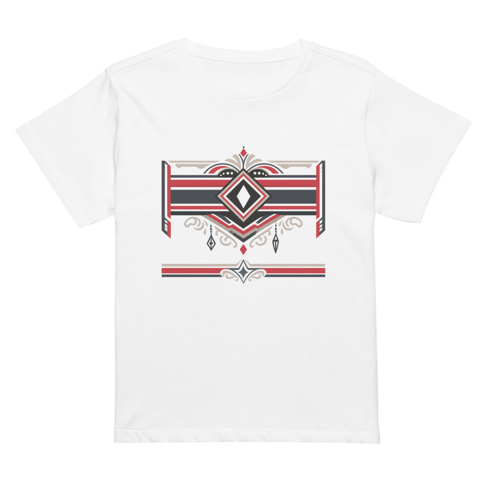 Midnight Ruby Deco Boxy Tee - White