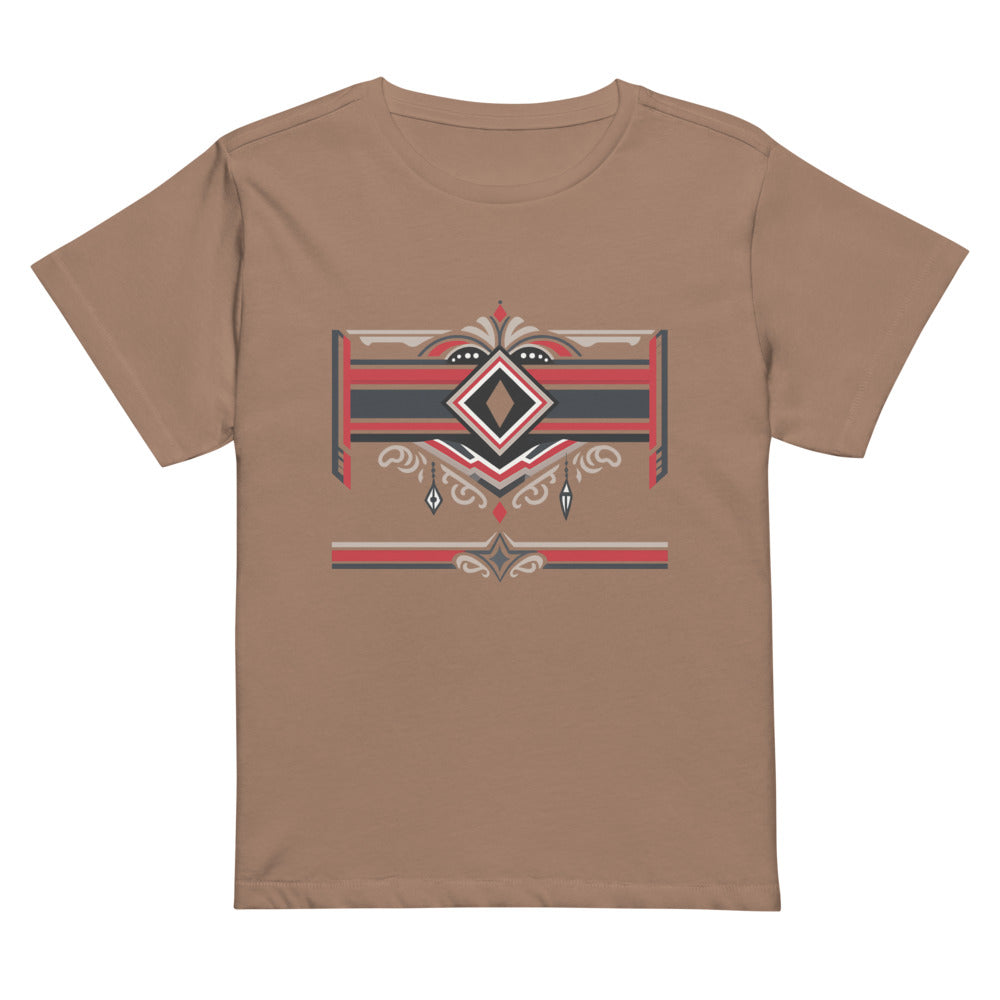 Midnight Ruby Deco Boxy Tee - Latte