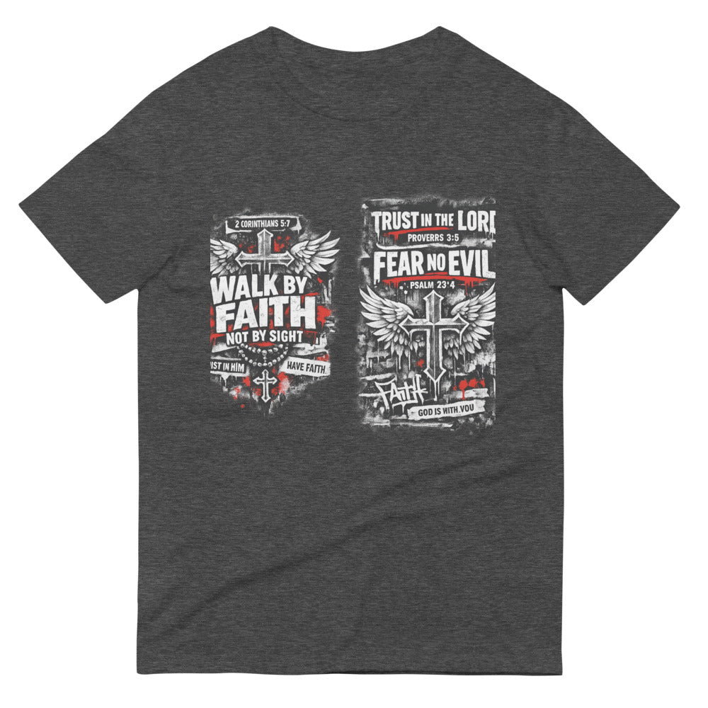Faith Over Fear Graffiti Tee - Heather Dark Grey
