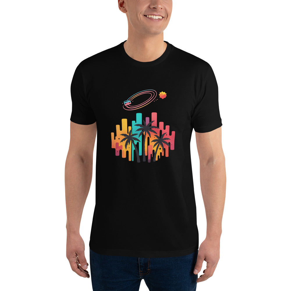 Neon Soundwave Palm Skyline - Black